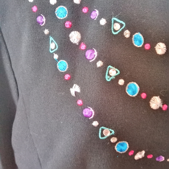 Bob Mackie Wearable Art Embroidered Black Women's Jacket Women's Size L - Picture 6 of 12